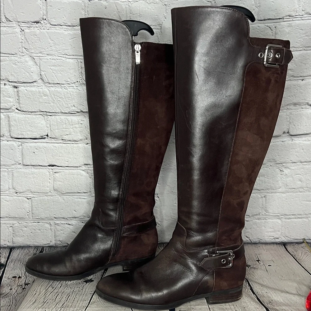 Marc Fisher Elegant Brown Leather Knee-High Boots